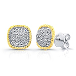 14k White Gold Diamond Square Stud Earrings